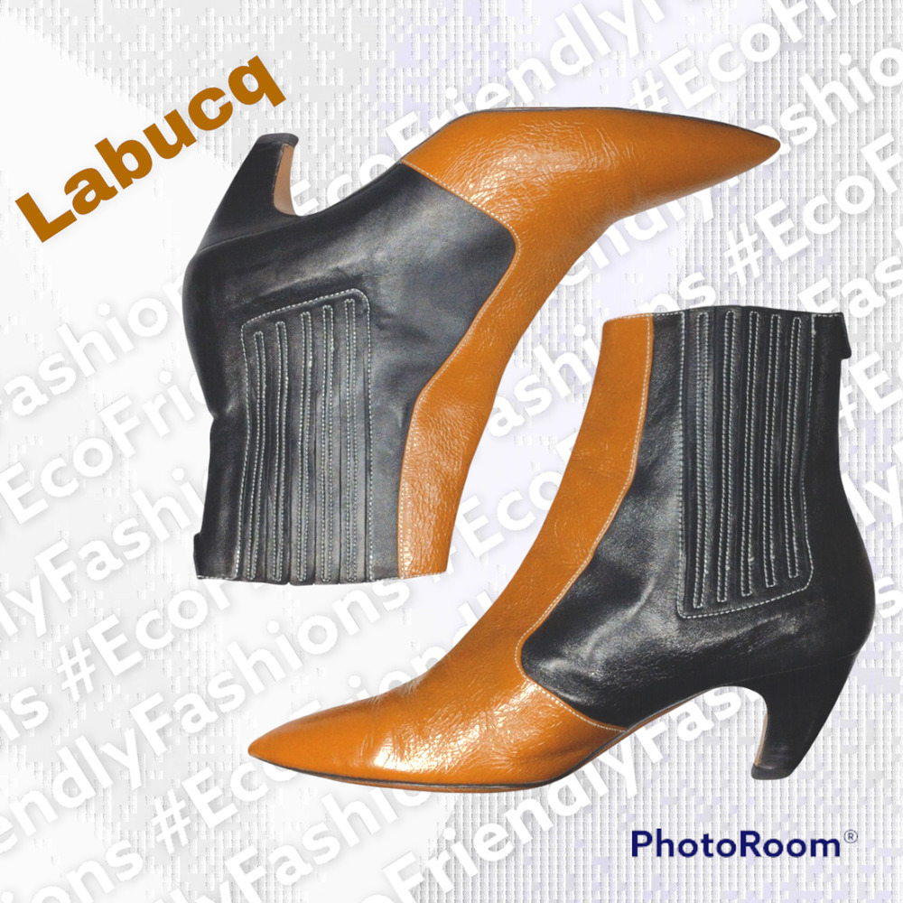 Labucq NU 17 Women's Black Brown Kati Two Tone Bootie Size 40 - Picture 6 of 9